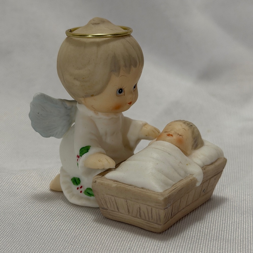 Vintage Enesco Nativity Angel Baby Jesus Candle Holder 1993‎ Religious Christmas